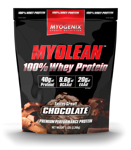 100% Whey Chocolate Protein Powder - Myogenix Myolean Whey Protein Powder With 20 Grams of Protein Per Serving Premium Protein Powder for Women and Men Chocolate Protein Shakes (5 lbs)
